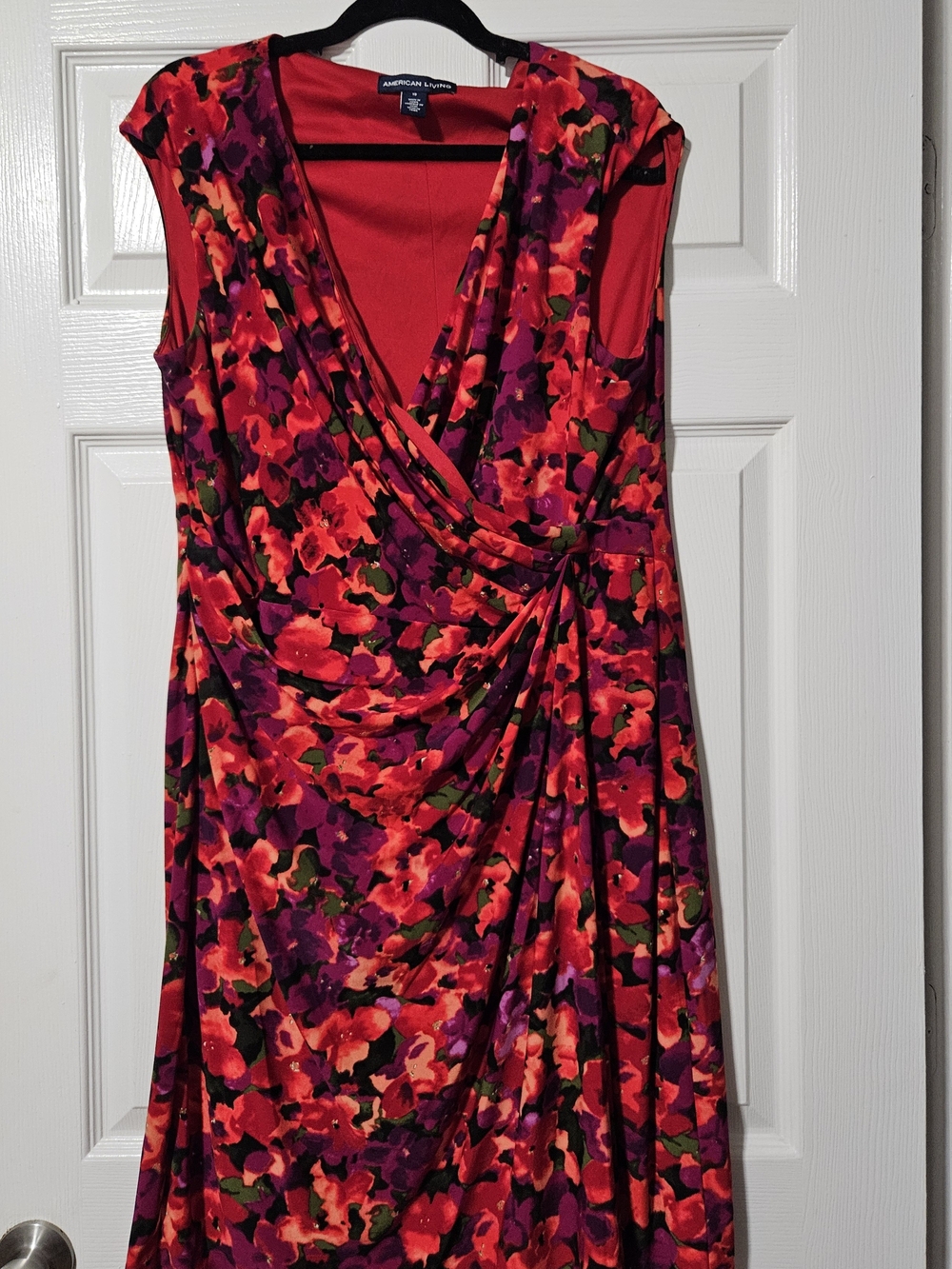 American Living Red Floral Wrap Dress Size 18